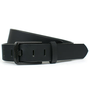 Image of Delta Force Belt Leather Belt. Black carbon fiber buckle with wide buckle pin