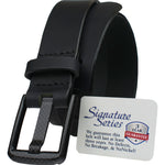 Delta Force Belt. Black genuine leather belt with a black carbon fiber buckle, 3 year guarantee