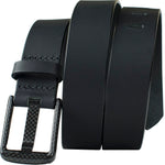 Delta Force Belt by Nickel Smart - Black genuine leather belt with a wide pin carbon fiber buckle