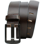 Wide Pin Brown Belt by Nickel Smart - carbon fiber buckle, nickel-free, shiny dark brown leather