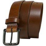 The Specialist Brown Belt, black curved carbon fiber buckle with tan full grain leather.