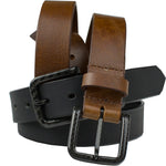 The Specialist Belt Set, Brown & black genuine leather belts with carbon fiber buckles, lightweight