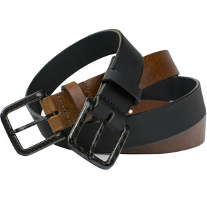 Specialist Belt Set, Black & Brown full grain leather belts with black, curved carbon fiber buckles